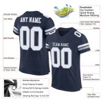 Personalized Navy Blue White Light Gray Football Jersey - Authentic Mesh Style Personalized Navy White-Light Gray Mesh Authentic