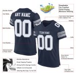 Personalized Custom Name and Number Navy White-Light Gray Authentic Football Jersey Personalized Navy White-Light Gray Mesh