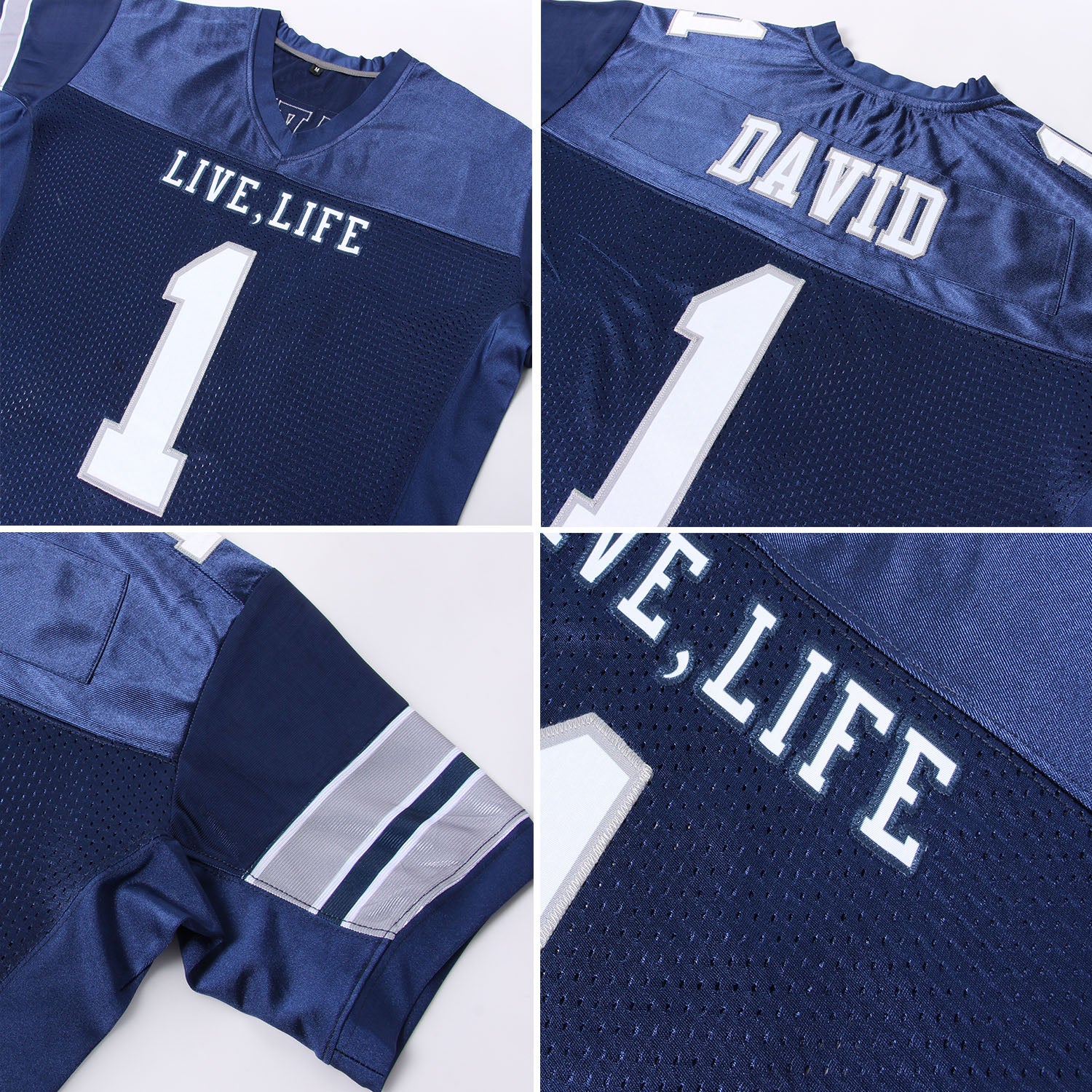 Personalized Navy White-Light Gray Mesh Authentic Football Jersey Team Custom Name and Number Personalized Custom Name and Number Navy White-Light Gray Authentic Football Jersey Personalized Navy White-Light Gray Mesh - Image 6