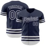 Custom Team Name Number Personalized Navy White Authentic Baseball Jersey Personalized Navy White Line Authentic Baseball