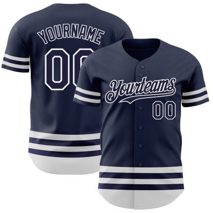 Custom Team Name Number Personalized Navy White Authentic Baseball Jersey Personalized Navy White Line Authentic Baseball