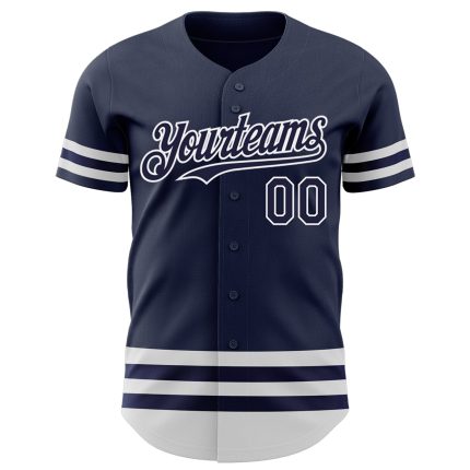 Custom Team Name Number Personalized Navy White Authentic Baseball Jersey Personalized Navy White Line Authentic Baseball