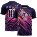 Custom Soccer Uniform Jersey with Personalized Name and Number - Navy White Lines Design for Teams Personalized Navy White
