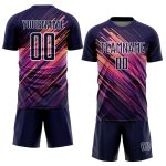 Custom Soccer Uniform Jersey with Personalized Name and Number - Navy White Lines Design for Teams Personalized Navy White