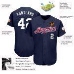 Custom Name and Number Personalized Baseball Jersey - Authentic Navy White Maroon Team Jersey Personalized Navy White-Maroon
