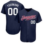 Custom Name and Number Personalized Baseball Jersey - Authentic Navy White Maroon Team Jersey Personalized Navy White-Maroon