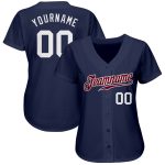 Custom Name and Number Personalized Baseball Jersey - Authentic Navy White Maroon Team Jersey Personalized Navy White-Maroon