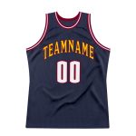 Custom Team Name and Number Authentic Throwback Basketball Jersey - Personalized Navy White Maroon Design Personalized Navy
