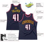 Custom Team Name and Number Authentic Throwback Basketball Jersey - Personalized Navy White Maroon Design Personalized Navy