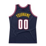 Custom Team Name and Number Authentic Throwback Basketball Jersey - Personalized Navy White Maroon Design Personalized Navy