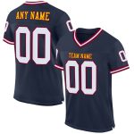 Custom Name Number Authentic Football Jersey - Personalized Navy White Maroon Throwback Mesh Team Jersey Personalized Navy