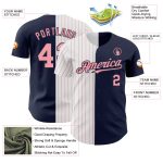 Custom Name and Number Baseball Jersey - Personalized Navy White Pink Pinstripe Authentic Fashion Team Personalized Navy