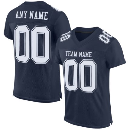 Personalized Authentic Football Jersey in Navy and White Mesh Design Personalized Navy White Mesh Authentic Football Jersey