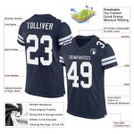 Custom Team Name Number Navy White Mesh Authentic Football Jersey Personalized Navy White Mesh Authentic Football Jersey
