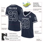 Custom Name and Number Authentic Football Jersey - Personalized Navy White Mesh Throwback Team Jersey Personalized Navy White