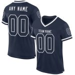 Custom Name and Number Authentic Football Jersey - Personalized Navy White Mesh Throwback Team Jersey Personalized Navy White