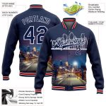 Custom Name Number Navy White Minneapolis Minnesota City Edition 3D Bomber Full-Snap Varsity Letterman Jacket Personalized