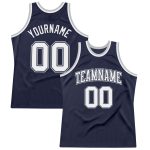 Custom Personalized Basketball Jersey with Team Name and Number - Navy White Navy-Gray Authentic Throwback Personalized Navy