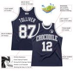 Custom Personalized Basketball Jersey with Team Name and Number - Navy White Navy-Gray Authentic Throwback Personalized Navy