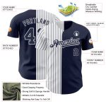 Custom Name Number Authentic Split Baseball Jersey Navy White-Navy Pinstripe Fashion Team Personalized Navy White-Navy Pinstripe
