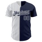 Custom Name Number Authentic Split Baseball Jersey Navy White-Navy Pinstripe Fashion Team Personalized Navy White-Navy Pinstripe