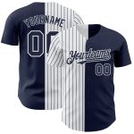 Custom Name Number Authentic Split Baseball Jersey Navy White-Navy Pinstripe Fashion Team Personalized Navy White-Navy Pinstripe