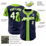 Custom Baseball Jersey with Personalized Name & Number, Navy White Neon Green, Authentic 3 Colors Arm Shapes Personalized