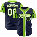 Custom Baseball Jersey with Personalized Name & Number, Navy White Neon Green, Authentic 3 Colors Arm Shapes Personalized