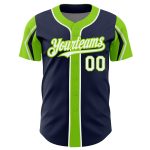 Custom Baseball Jersey with Personalized Name & Number, Navy White Neon Green, Authentic 3 Colors Arm Shapes Personalized