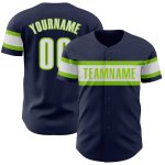 Custom Name and Number Authentic Baseball Jersey - Personalized Navy White Neon Green Personalized Navy White-Neon Green