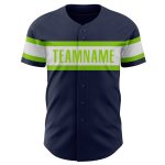 Custom Name and Number Authentic Baseball Jersey - Personalized Navy White Neon Green Personalized Navy White-Neon Green