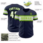 Custom Name and Number Authentic Baseball Jersey - Personalized Navy White Neon Green Personalized Navy White-Neon Green