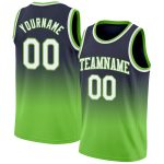 Custom Name Number Basketball Jersey - Personalized Navy White Neon Green Authentic Fade Design Personalized Navy White-Neon