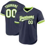 Custom Name and Number Authentic Baseball Jersey in Navy, White, and Neon Green - Personalized Throwback Design Personalized