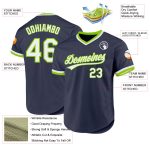 Custom Name and Number Authentic Baseball Jersey in Navy, White, and Neon Green - Personalized Throwback Design Personalized