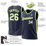 Custom Name & Number Personalized Basketball Jersey - Authentic Navy White Neon Green Throwback Design Personalized Navy