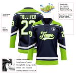 Custom Name and Number Hockey Jersey in Navy White and Neon Green - Personalized Lace Neck Team Apparel Personalized Navy