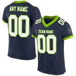 Custom Personalized Football Jersey - Navy White Neon Green Mesh, Team Name & Number Personalized Navy White-Neon Green Mesh