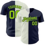 Custom Name Number Baseball Jersey Navy White Green Pinstripe Authentic Fashion Team Personalized Navy White-Neon Green Pinstripe