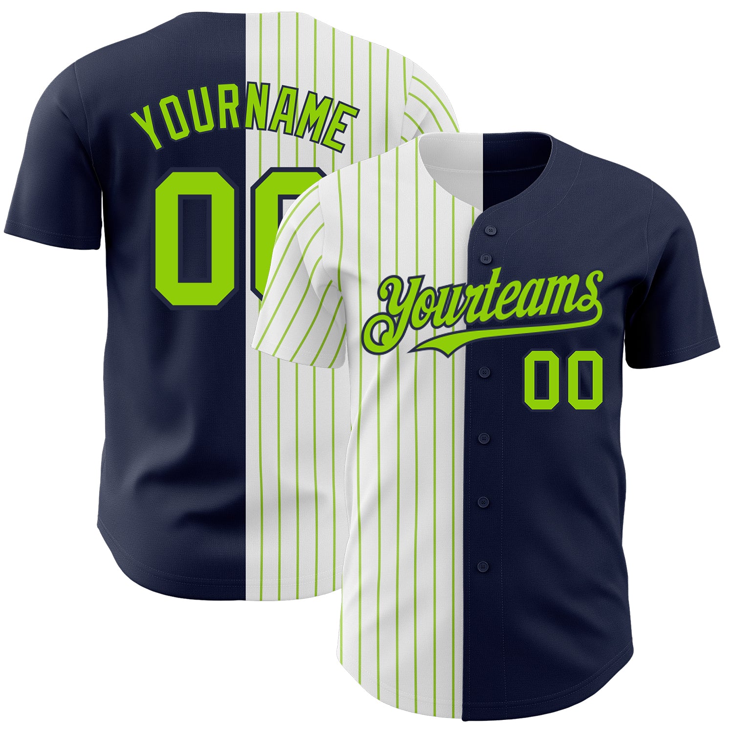 Custom Name Number Baseball Jersey Navy White Green Pinstripe Authentic Fashion Team Personalized Navy White-Neon Green Pinstripe