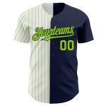 Custom Name Number Baseball Jersey Navy White Green Pinstripe Authentic Fashion Team Personalized Navy White-Neon Green Pinstripe