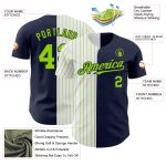 Custom Name Number Baseball Jersey Navy White Green Pinstripe Authentic Fashion Team Personalized Navy White-Neon Green Pinstripe