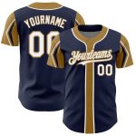 Custom Baseball Jersey with Personalized Name & Number | Navy, White, Old Gold | Authentic Team Apparel Personalized Navy