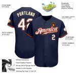Personalized Navy and White Gold Authentic Baseball Jersey for Men and Women Personalized Navy White-Old Gold Authentic Baseball