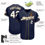 Custom Name Number Authentic Baseball Jersey - Personalized Navy White Old Gold Team Personalized Navy White-Old Gold Authentic