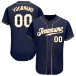 Custom Name Number Authentic Baseball Jersey - Personalized Navy White Old Gold Team Personalized Navy White-Old Gold Authentic