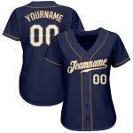 Custom Name Number Authentic Baseball Jersey - Personalized Navy White Old Gold Team Personalized Navy White-Old Gold Authentic