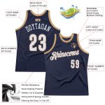 Personalized Authentic Basketball Jersey - Navy White Old Gold Retro Design Personalized Navy White-Old Gold Authentic Throwback