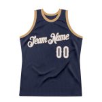 Personalized Authentic Basketball Jersey - Navy White Old Gold Retro Design Personalized Navy White-Old Gold Authentic Throwback