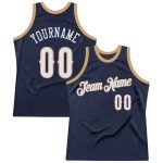 Personalized Authentic Basketball Jersey - Navy White Old Gold Retro Design Personalized Navy White-Old Gold Authentic Throwback